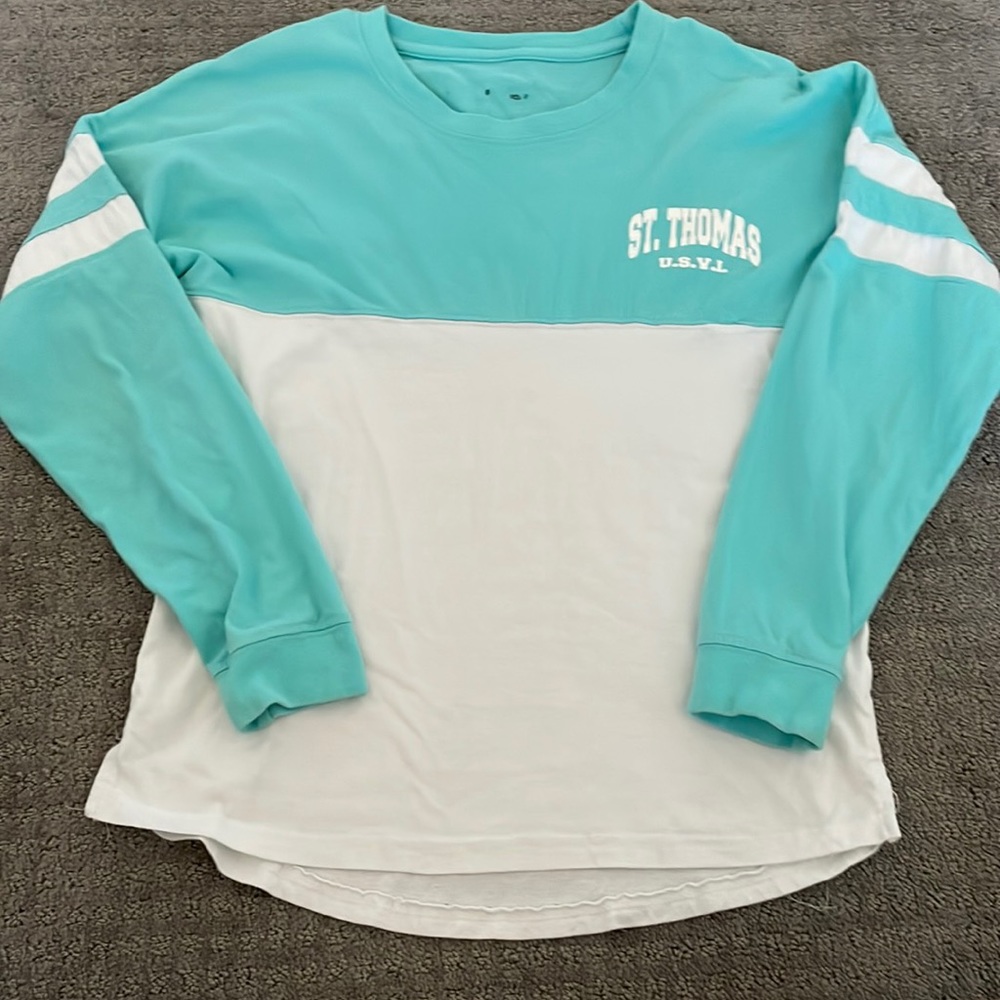 blue and white st. thomas long sleeve shirt
